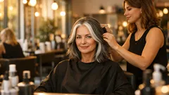 Graue Haare modern tragen: so wirkt Face-Framing mit zwei hellen Strähnen