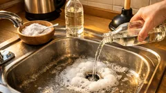 Abfluss verstopft oder stinkt? So hilfst du dir mit Natron und Essig