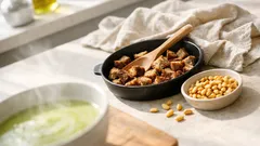 Mangoldcremesuppe wie aus dem Bistro: cremig, würzig und mit Knusper-Topping